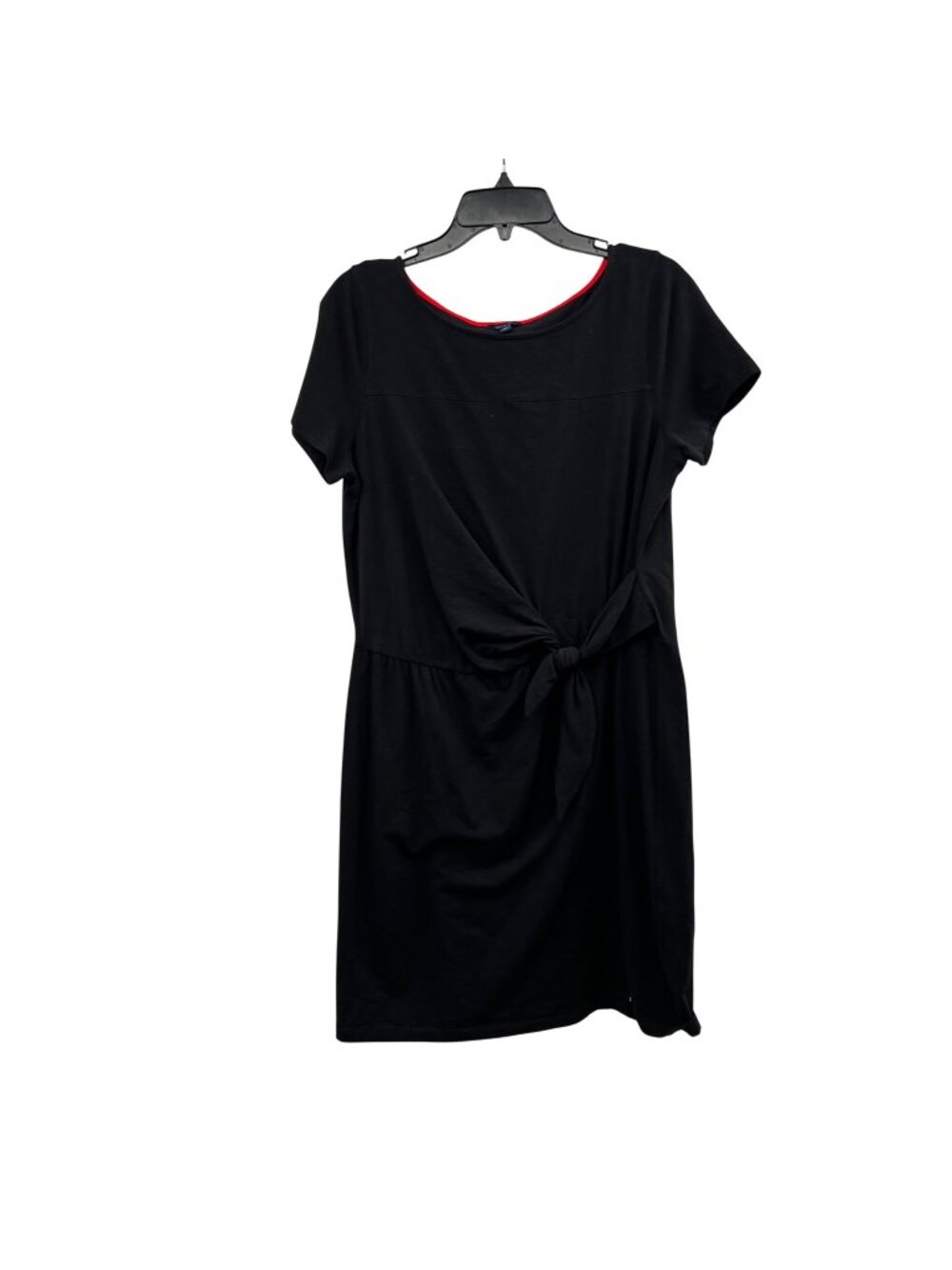Nautica Womens Black Sheath Dress Tie Waist Short Sleeve Size Large